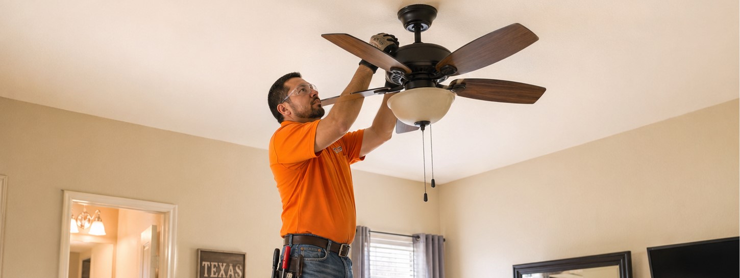 Ceiling fan installation by ServiceBeaver in Keller and DFW Texas